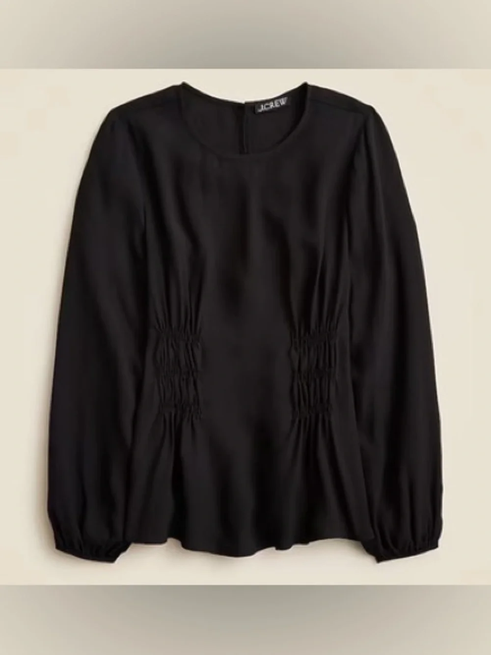 J. Crew Shirred Waist Chiffon Top in Black Size 8 NWT